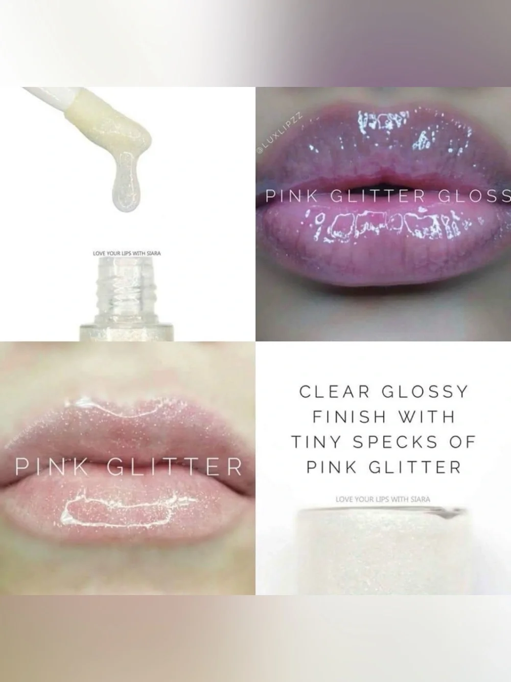 Pink Glitter Lip Gloss - Clear Shiny Finish Lipsense Gloss
